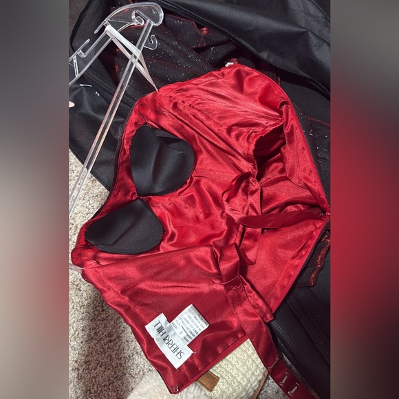 Sherri Hill Electric Wine Glitter Prom Dress - Picture 2 of 4